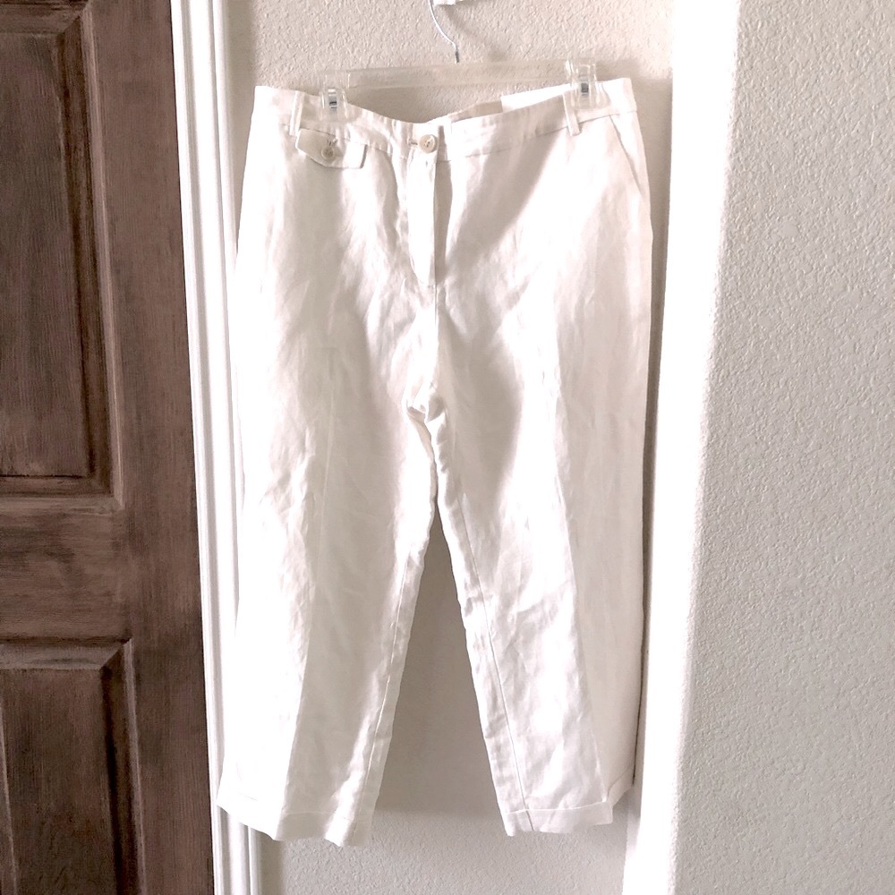Ann Taylor Loft Womens Linen Crop Pants Original Straight Coast NEW 12 Lined NWT